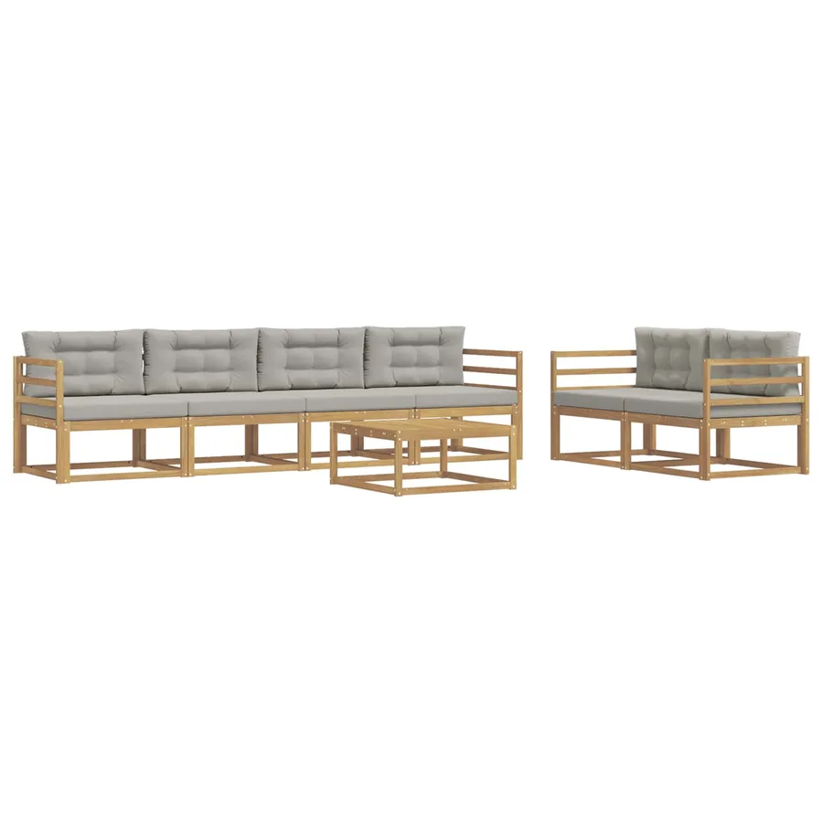 Ensemble de canapés d'extérieur 6 pcs Blanc et gris clair - 2