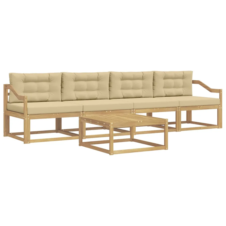 Ensemble de canapés d'extérieur 4 pcs Blanc et Beige - 2