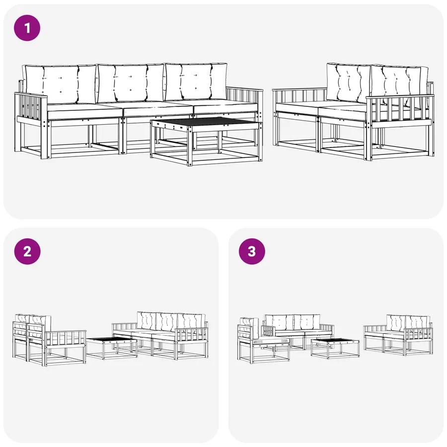 Ensemble de canapés d'extérieur 6 pcs Blanc et anthracite - 6
