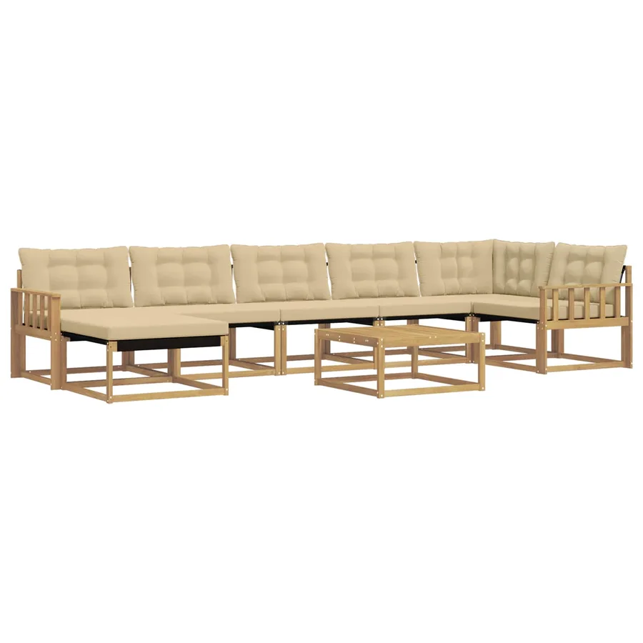 Ensemble de canapés d'extérieur 8 pcs Blanc et Beige - 2