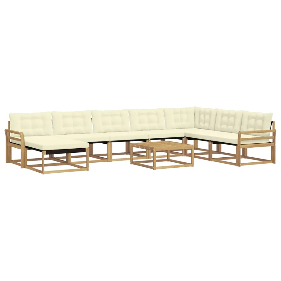Ensemble de canapés d'extérieur 9 pcs Blanc et crème - 2