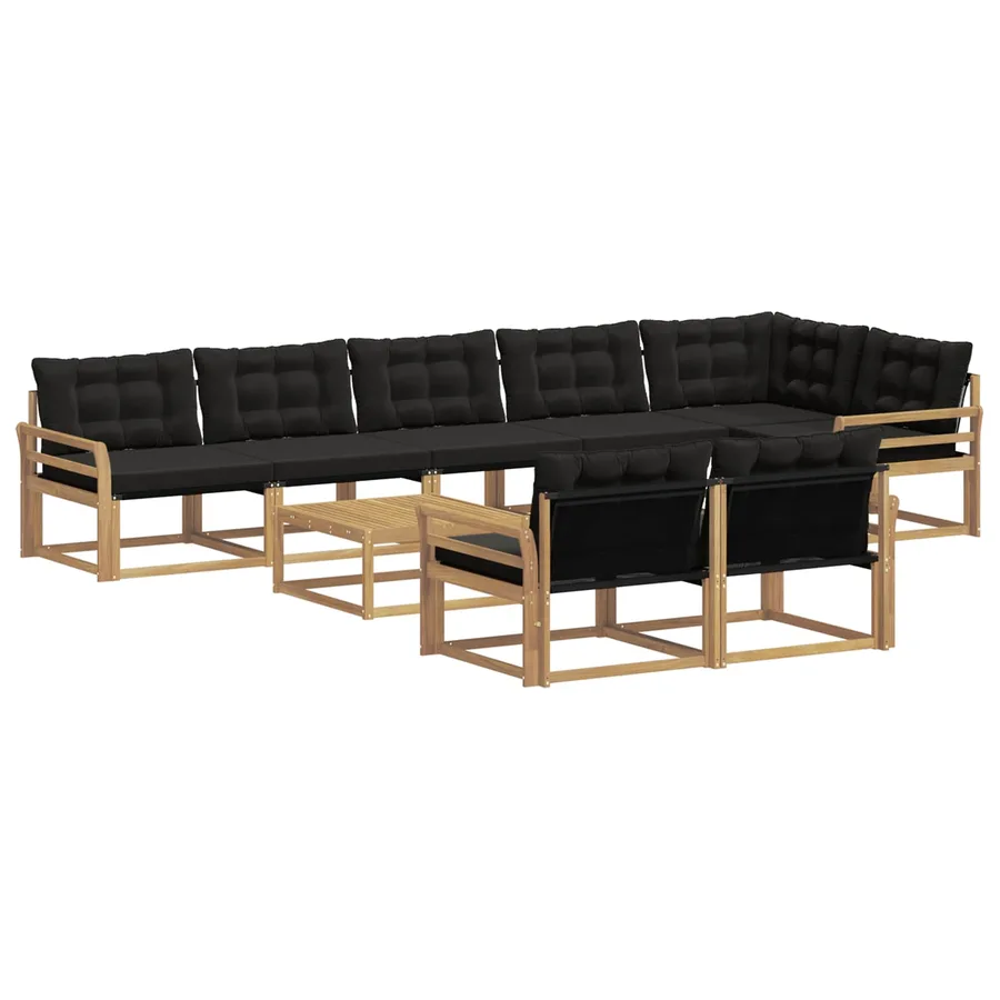 Ensemble de canapés d'extérieur 9 pcs Blanc et noir - 2