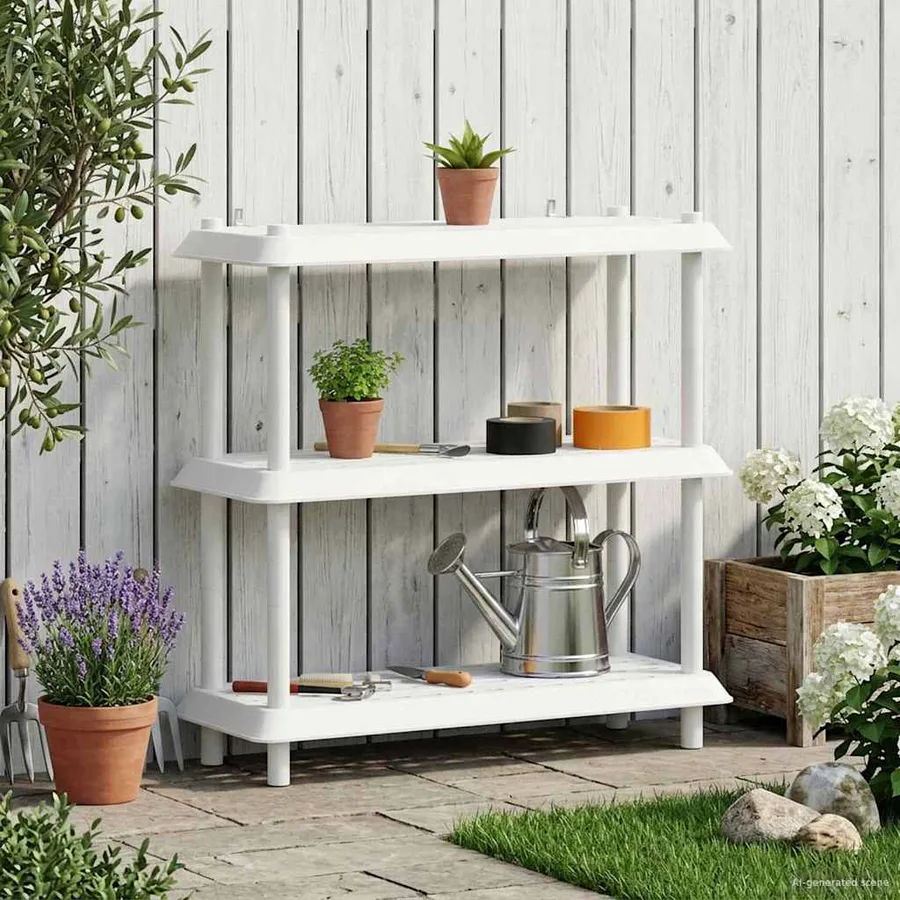 Unité de rangement 3 niveaux 100 x 40 x 96 cm PP Blanc - 4