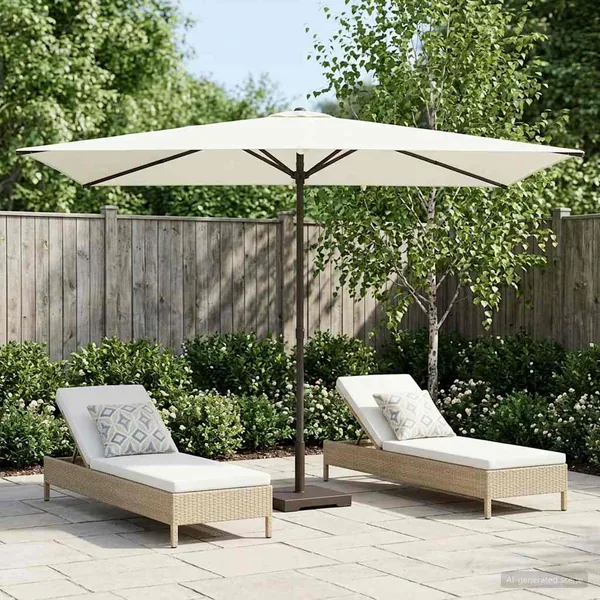 Parasol de jardin 200 x 300 cm Polyester Rectangulaire Crème