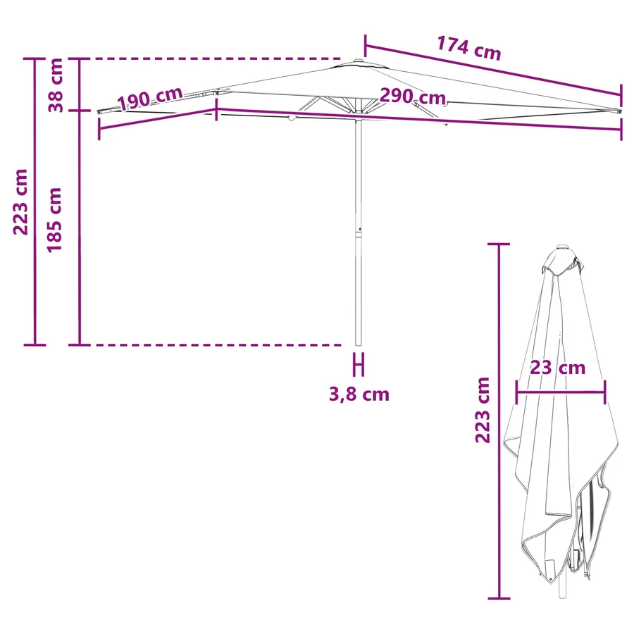 Parasol de jardin 200 x 300 cm Polyester Rectangulaire Crème - 7