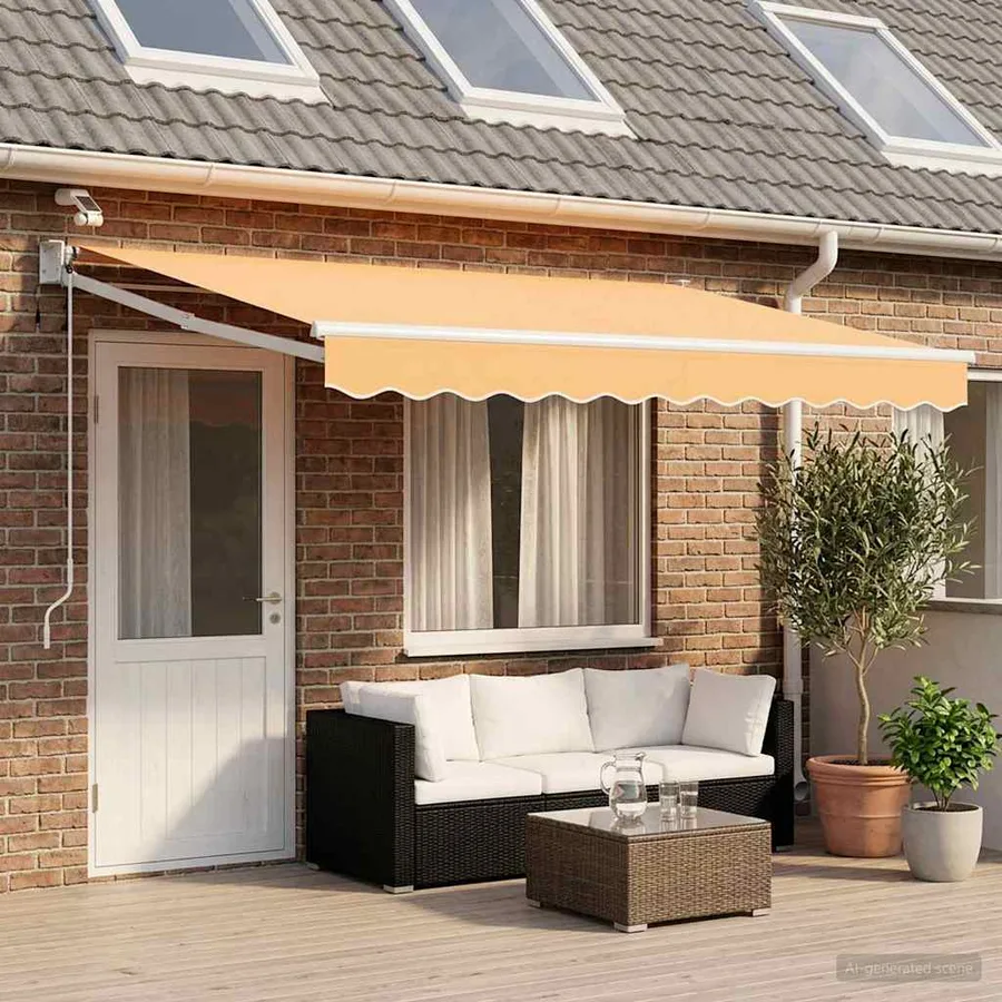 Auvent rétractable électrique Sable 100% Polyester et Aluminium - 3