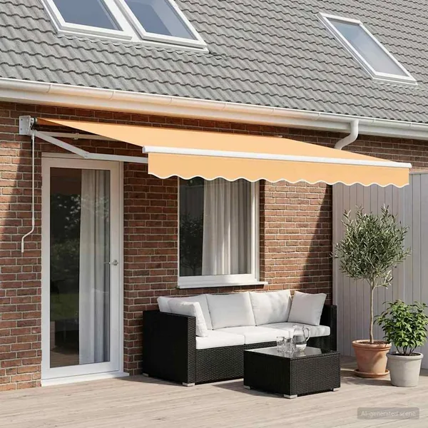 Auvent rétractable Sable 4 × 3 m Polyester et métal