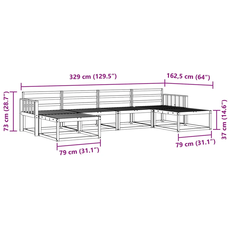 Ensemble de canapés d'extérieur 6 pcs Blanc - 7