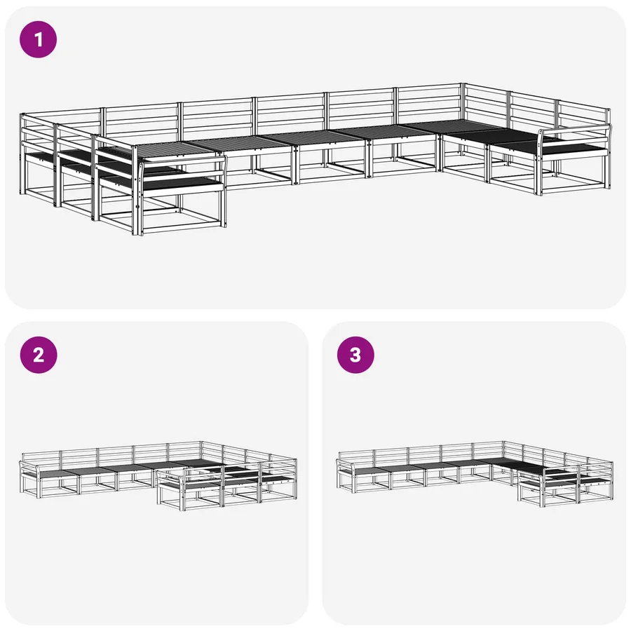 Ensemble de canapés d'extérieur 10 pcs Blanc - 6
