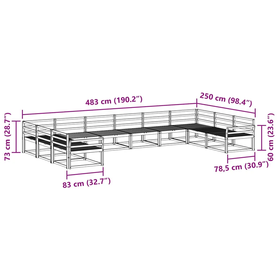 Ensemble de canapés d'extérieur 10 pcs Blanc - 7