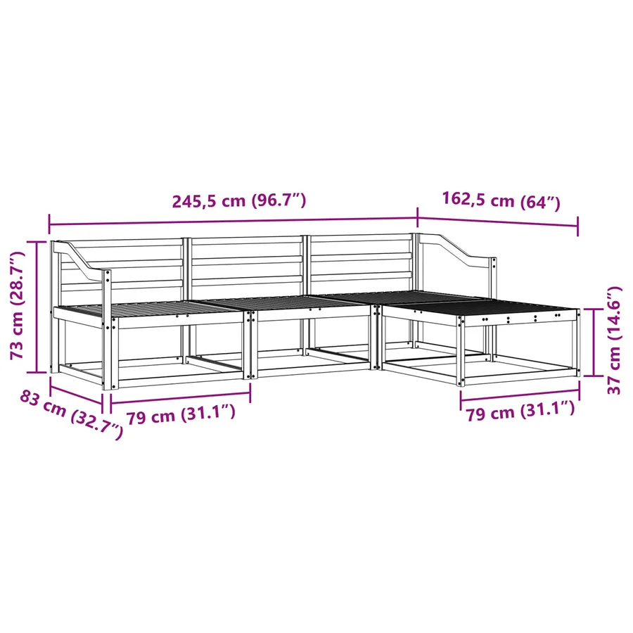 Ensemble de canapés d'extérieur 4 pcs Blanc - 7