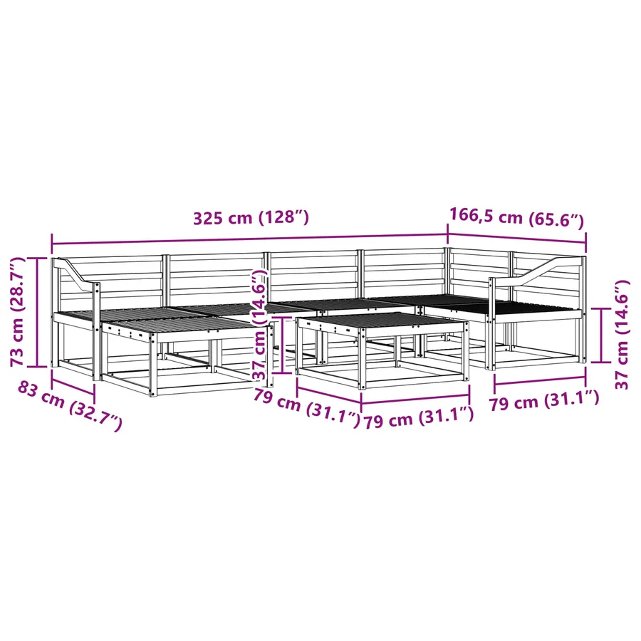 Ensemble de canapés d'extérieur 7 pcs Blanc - 9