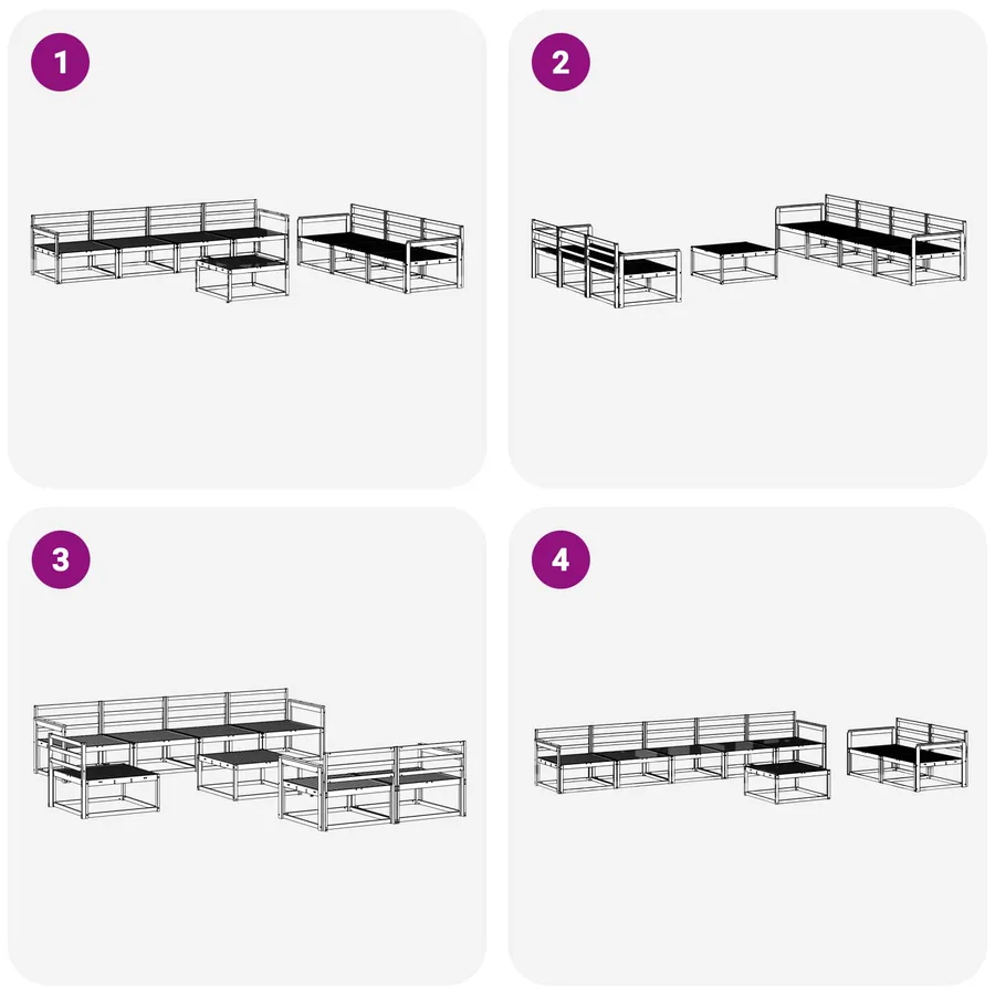 Ensemble de canapés d'extérieur 8 pcs Blanc - 7
