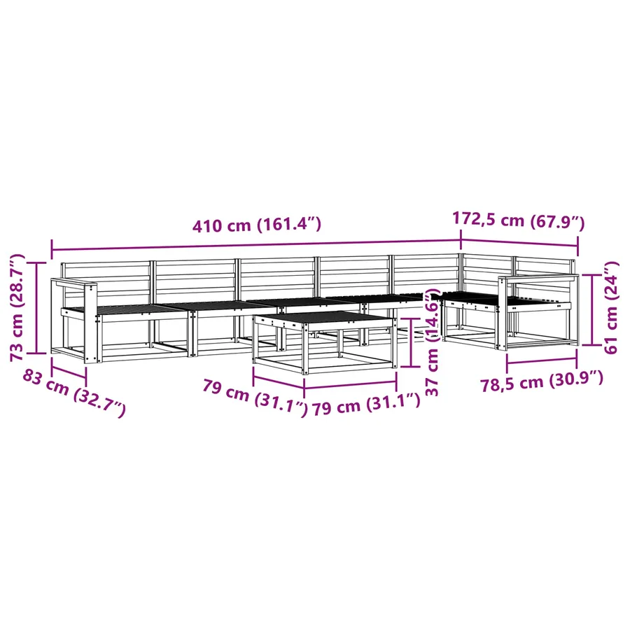 Ensemble de canapés d'extérieur 7 pcs Blanc 79 x 79 x 37 cm - 9