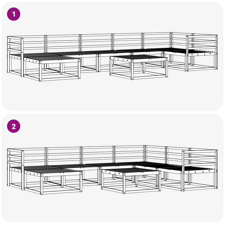 Ensemble de canapés d'extérieur 8 pcs Blanc - 9