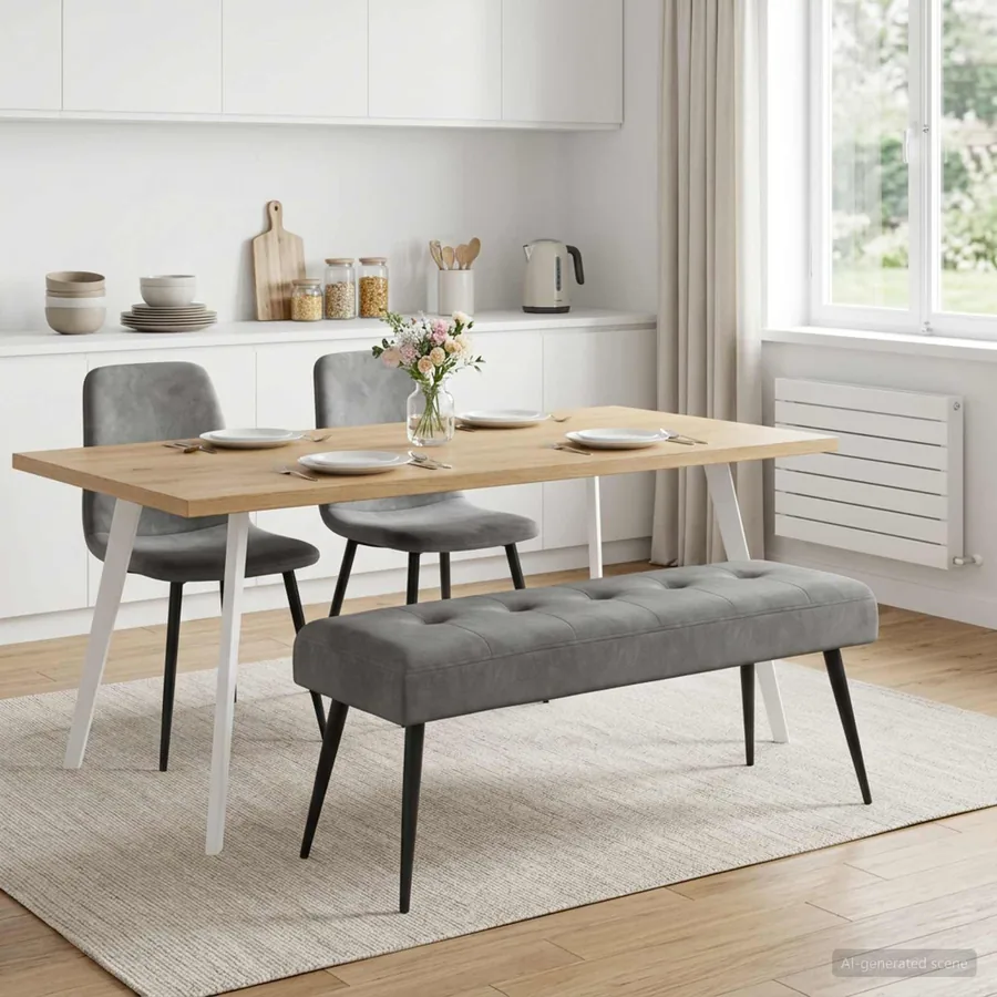 Banc avec capitonnage bouton Gris foncé 110 x 40 x 46 cm