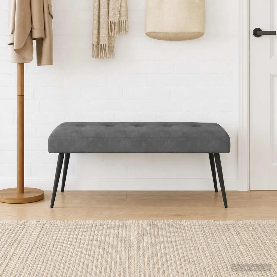 Banc avec capitonnage bouton Gris foncé 110 x 40 x 46 cm - 3