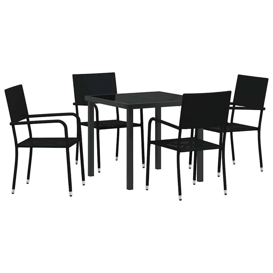 Ensemble de salle à manger pour jardin 5 pcs Noir polyrotin - 2
