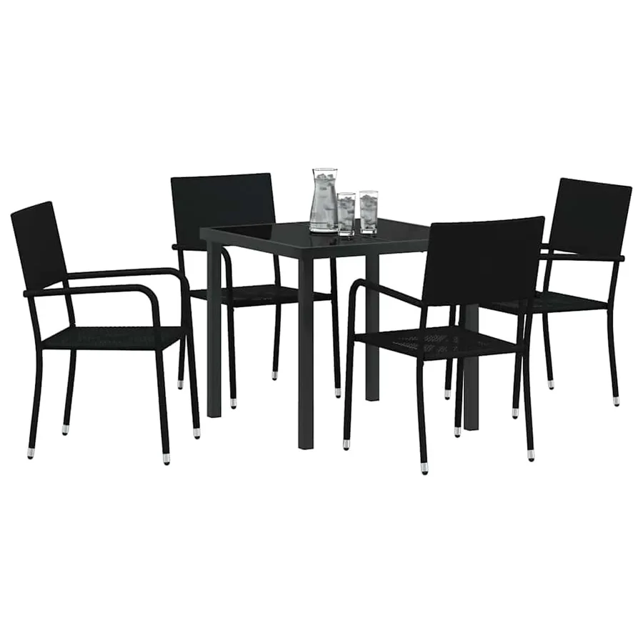 Ensemble de salle à manger pour jardin 5 pcs Noir polyrotin - 3