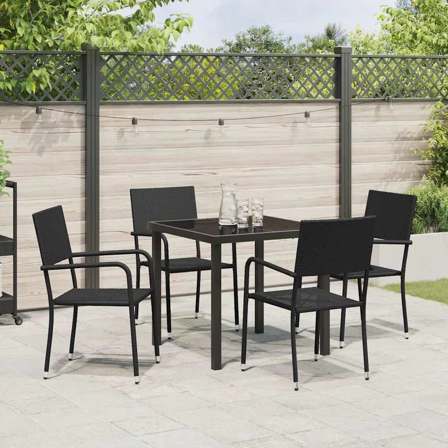 Ensemble de salle à manger pour jardin 5 pcs Noir polyrotin - 4