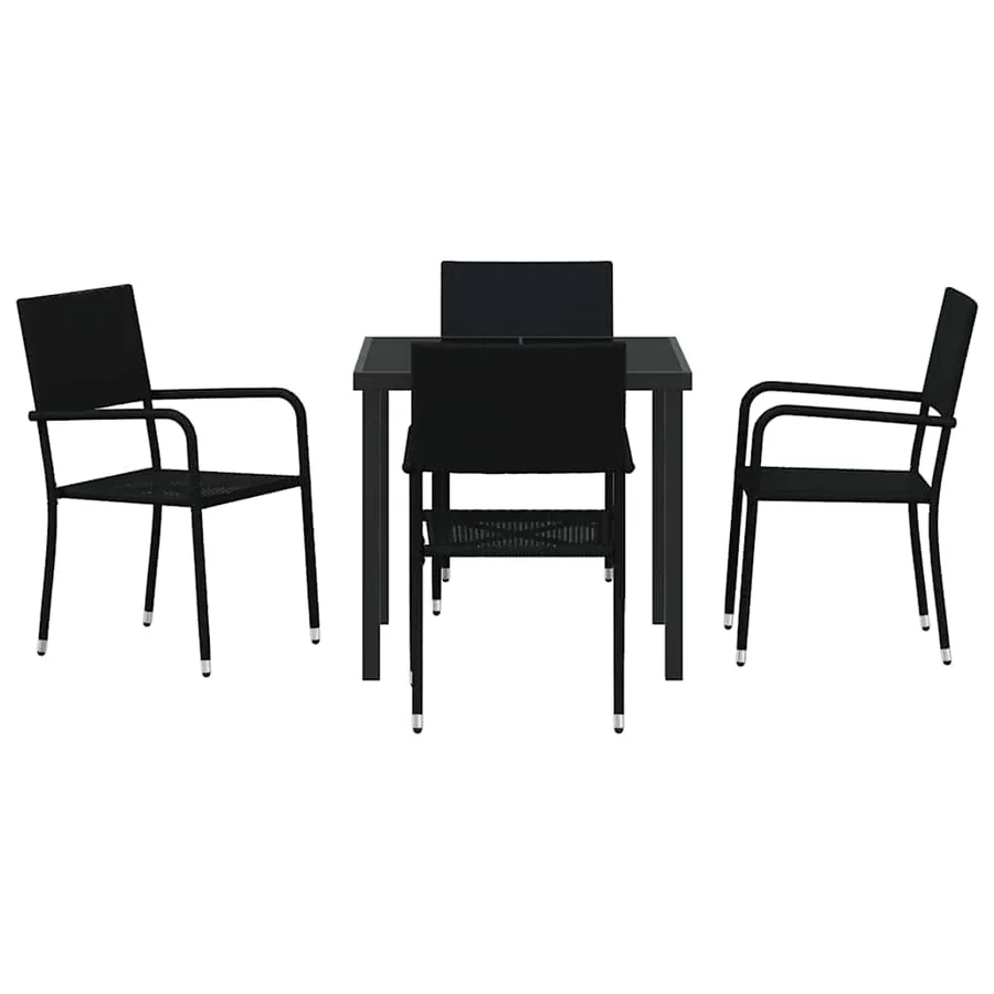 Ensemble de salle à manger pour jardin 5 pcs Noir polyrotin - 7