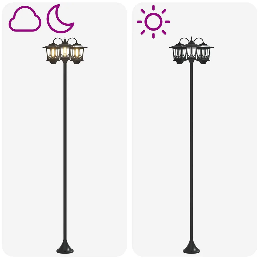 Lampadaire à 3 têtes Noir 16 x 16 x 187 cm Aluminium et ABS - 8