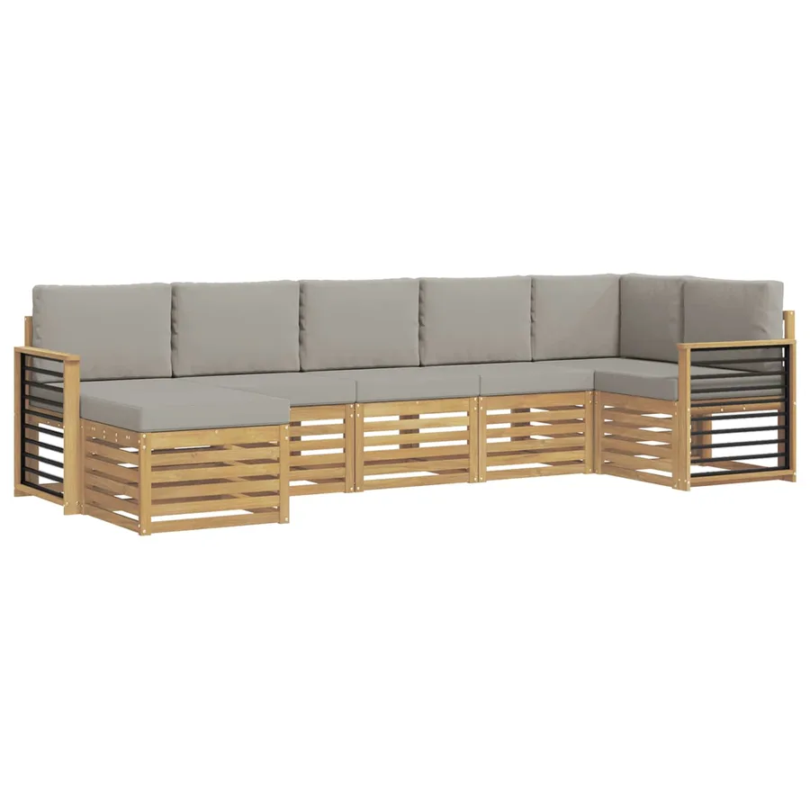 Ensemble de canapés d'extérieur 7 pcs Blanc et gris clair - 2