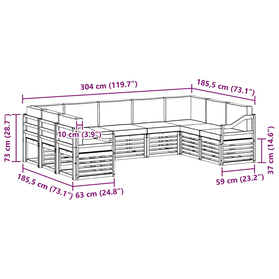 Ensemble de canapé d'angle 9 pcs Blanc et gris clair - 8