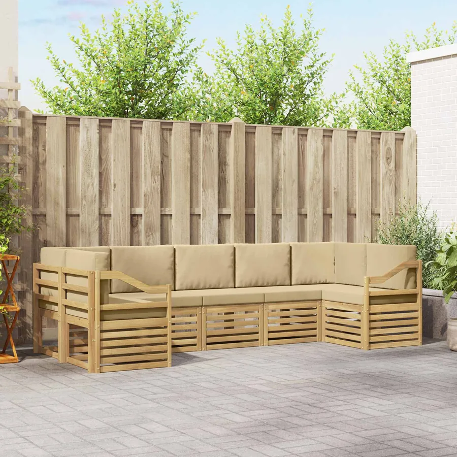 Ensemble de canapé d'angle 7 pcs Blanc et Beige