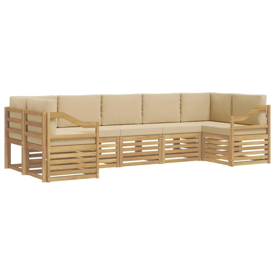 Ensemble de canapé d'angle 7 pcs Blanc et Beige - 2