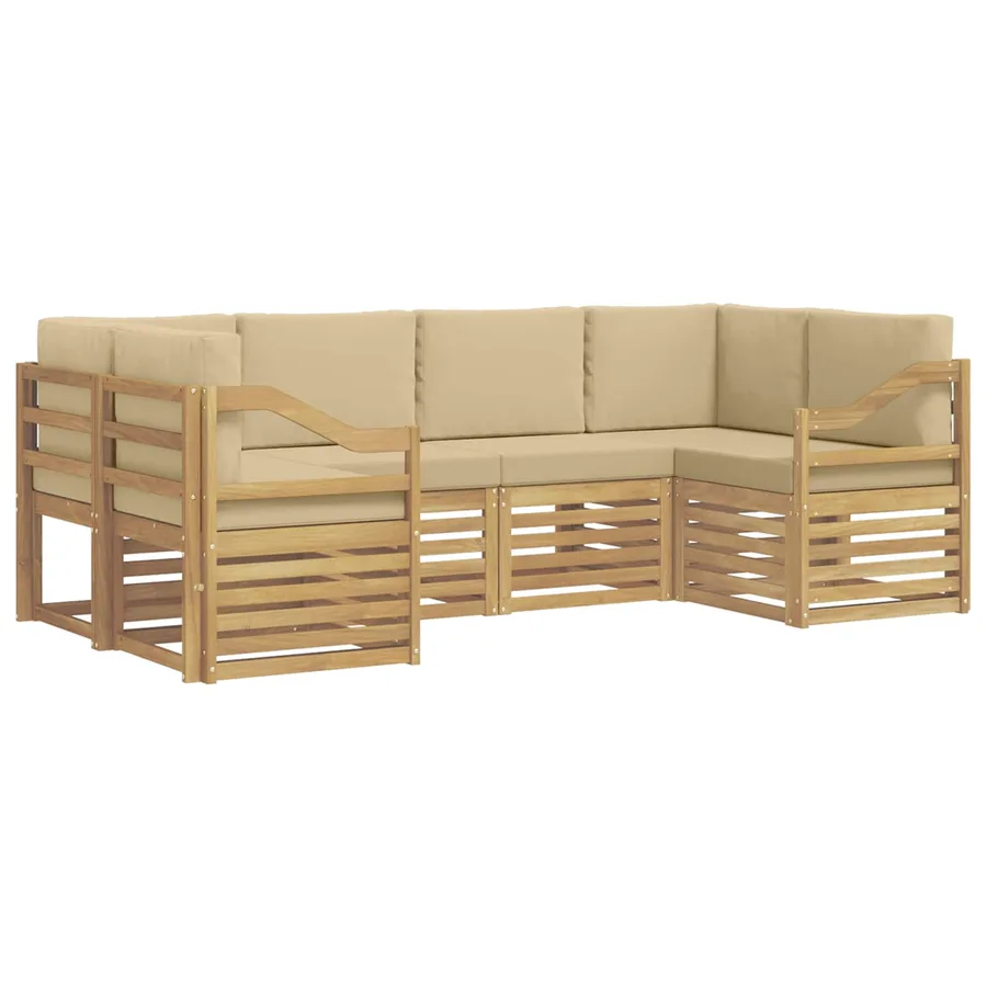 Ensemble de canapé d'angle 6 pcs Blanc et Beige - 2