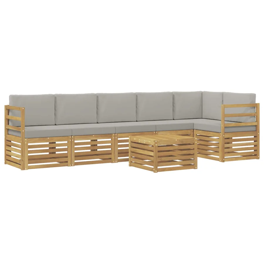 Ensemble de canapés d'extérieur 7 pcs Blanc et gris clair - 2