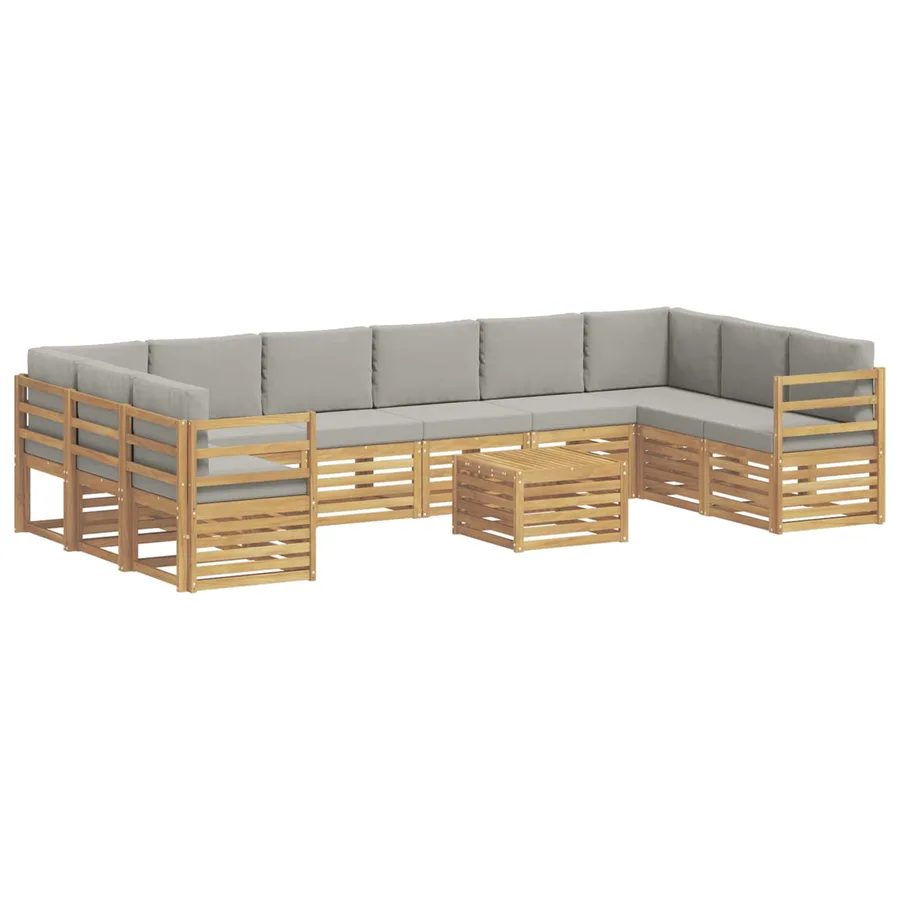 Ensemble de canapés d'extérieur 11 pcs Blanc et gris clair - 2