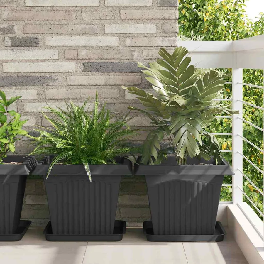 Pots de plantes 24 pcs Noir 43 x 43 x 33,5 cm Plastique