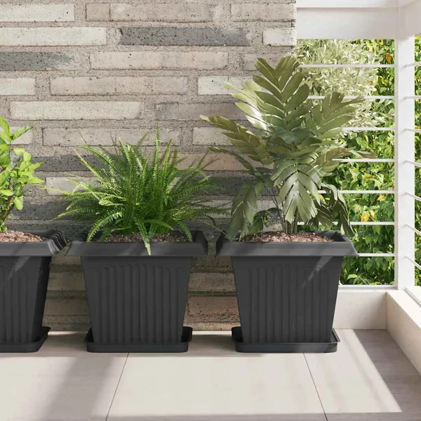 Plateau carré à fleurs 24 pcs Noir 25,5 x 25,5 x 2,5 cm