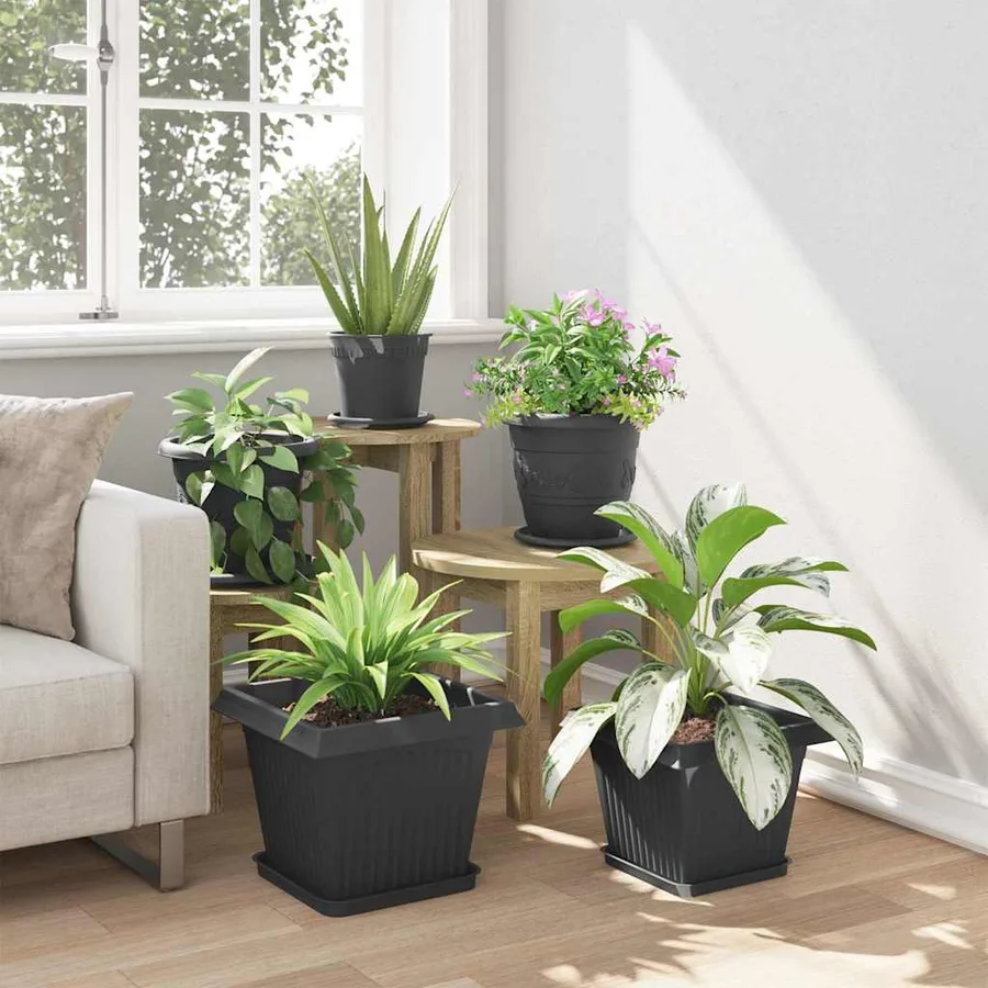 Plateau carré à fleurs 24 pcs Noir 25,5 x 25,5 x 2,5 cm - 4