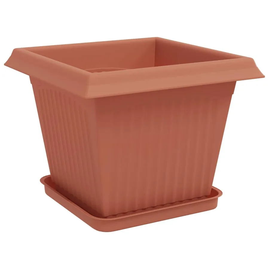 Pots de plantes 24 pcs Rouge brique 33 x 33 x 26 cm Plastique - 5