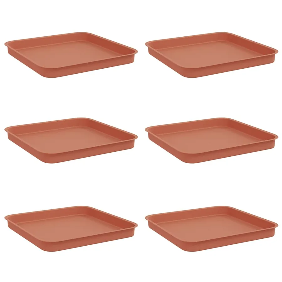 Plateau carré à fleurs 6 pcs Rouge brique 21 x 21 x 2 cm - 2
