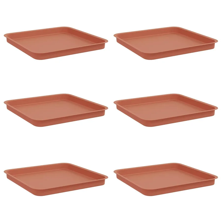 Plateau carré à fleurs 6 pcs Rouge brique 36 x 36 x 2.5 cm - 2