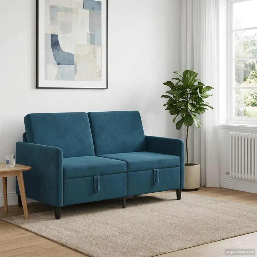 Sofa avec rangement Bleu 152 x 78 x 87 cm Polyester