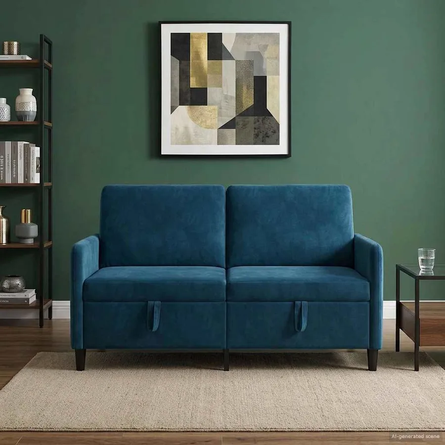 Sofa avec rangement Bleu 152 x 78 x 87 cm Polyester - 3