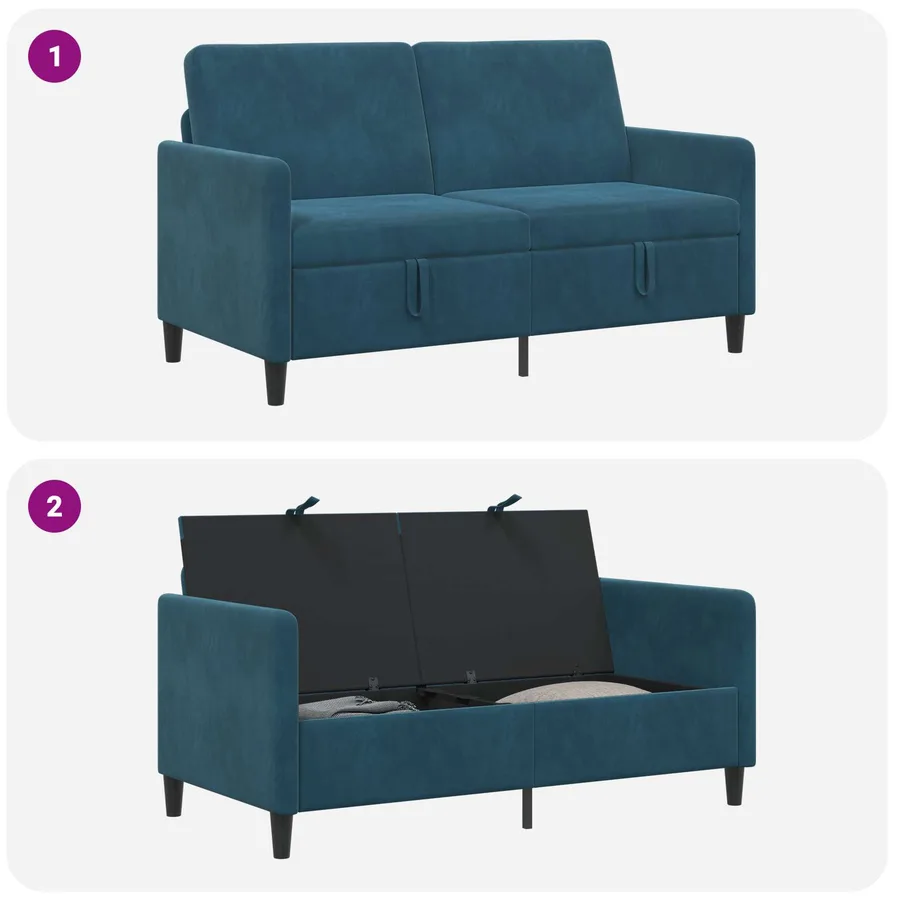 Sofa avec rangement Bleu 152 x 78 x 87 cm Polyester - 6