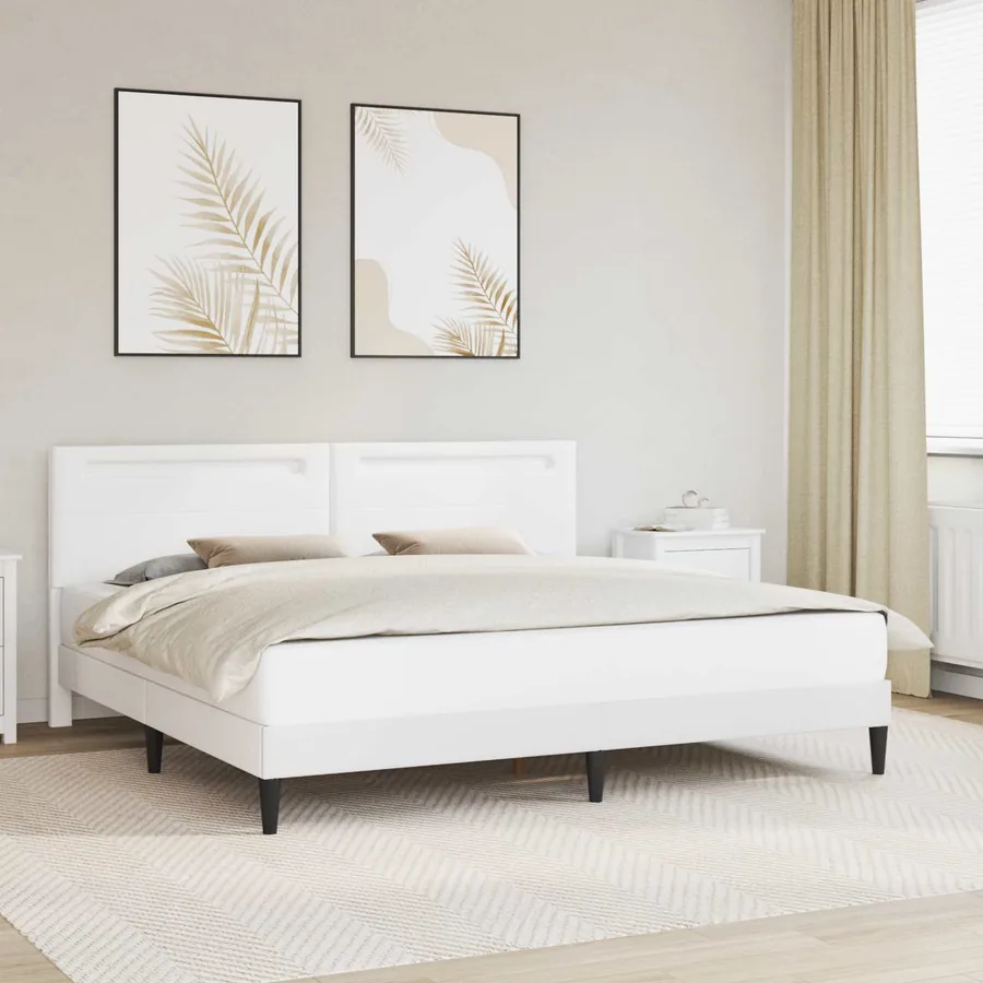 Cadre de lit avec bandes LED Blanc 200 x 200 cm Simili cuir
