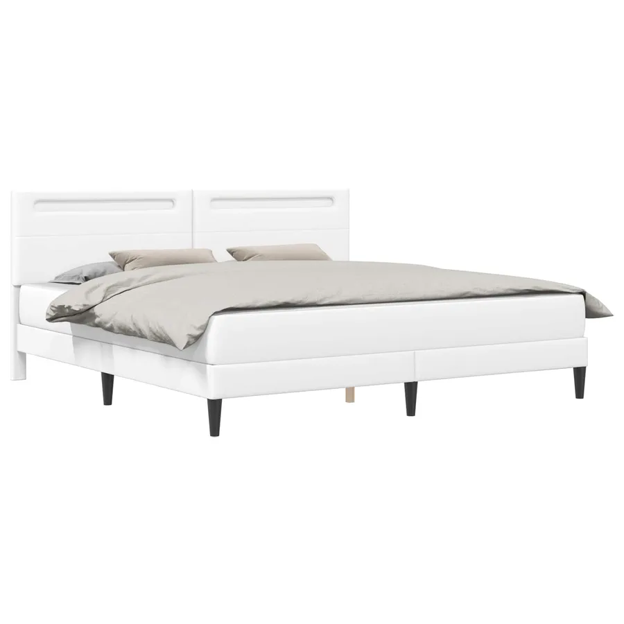 Cadre de lit avec bandes LED Blanc 200 x 200 cm Simili cuir - 3