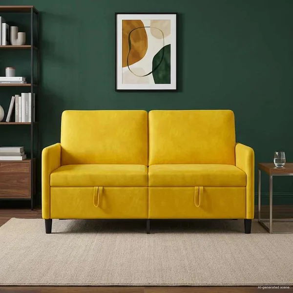 Sofa avec rangement Jaune 152 x 78 x 87 cm Polyester