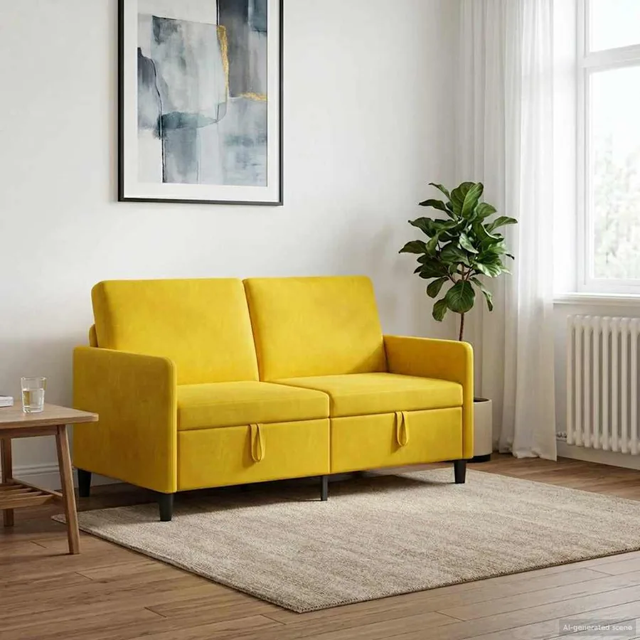 Sofa avec rangement Jaune 152 x 78 x 87 cm Polyester - 3
