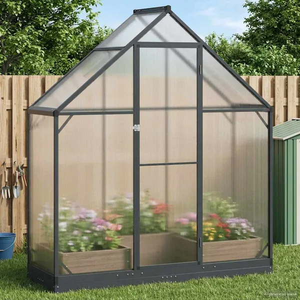 Serre de jardin avec porte Anthracite 183,5 x 63,5 x 207 cm