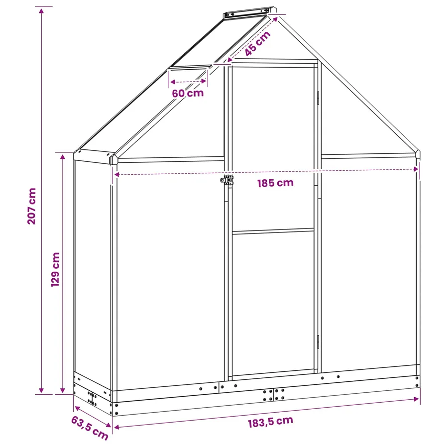 Serre de jardin avec porte Anthracite 183,5 x 63,5 x 207 cm - 8