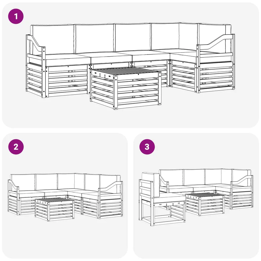Ensemble de canapés d'extérieur 6 pcs Blanc et anthracite - 7