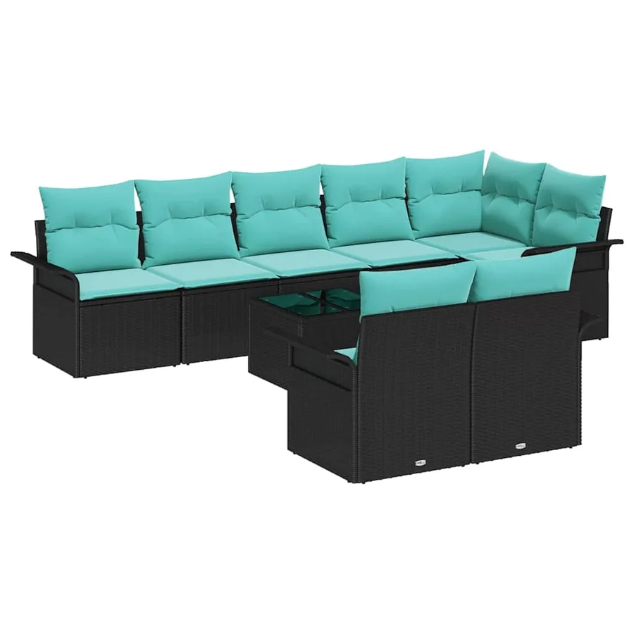 Ensemble de canapé de jardin avec stockage 9 pcs Noir polyrotin - 2